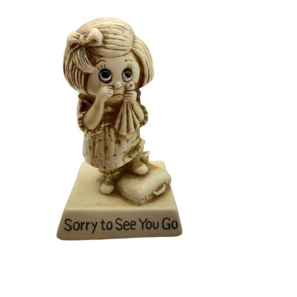 R&W Berries Vintage Resin Kid 1975 Figurine Sorry to See You Go - Picture 1 of 5